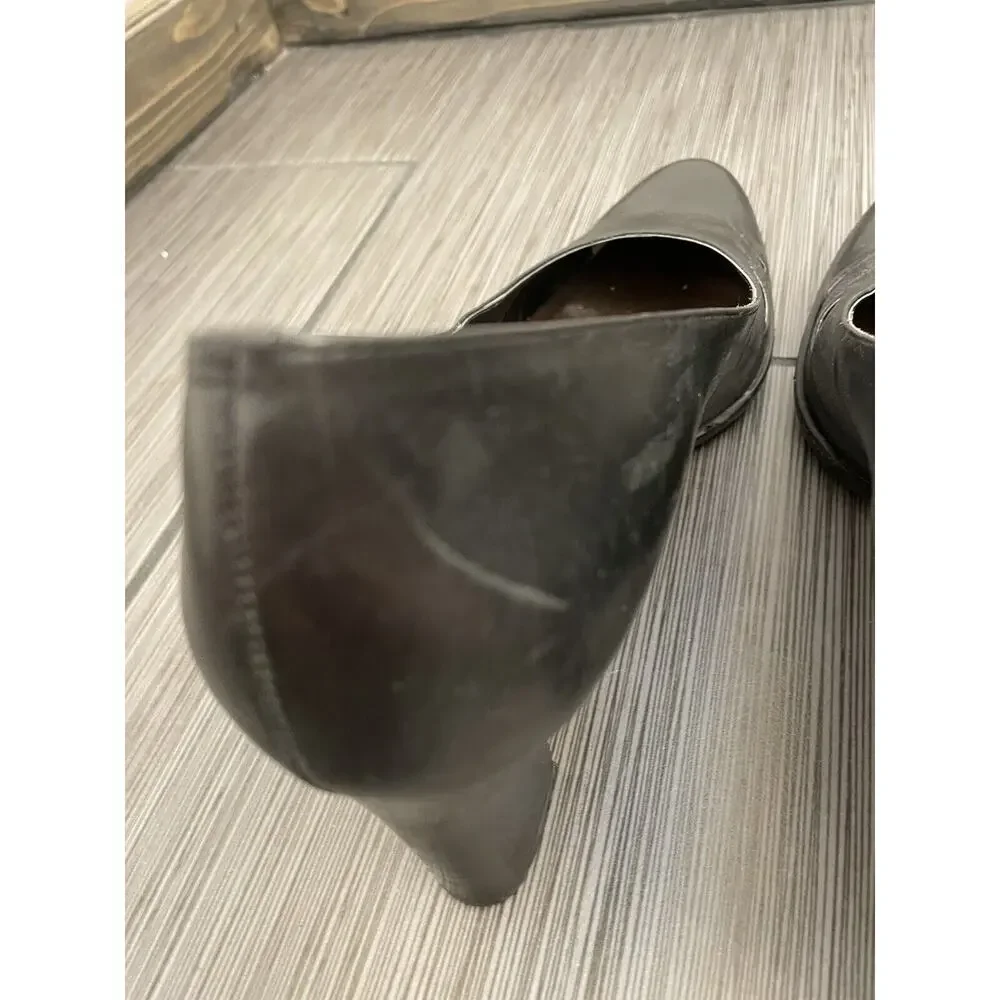 Etienne Aigner Ville Vintage Black Leather Pumps Cutout Design Block Heel 10M - Picture 8 of 16